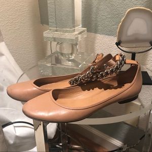 Céline Brown Cognac Chain Strap Ballet Flats